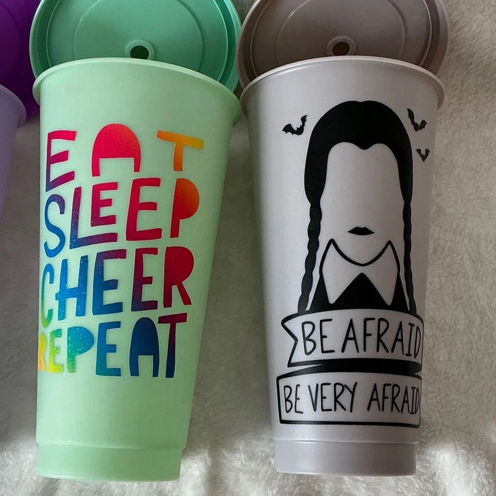 Colorful Party Cups Set TAL lot of 4 cups with lids may be color change